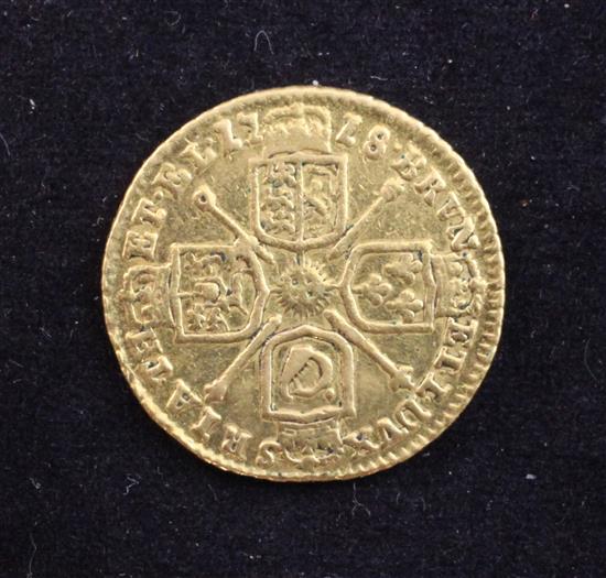 A George 1718 gold quarter guinea,